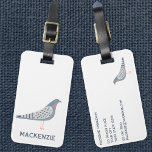Gepersonaliseerde duif bagagelabel<br><div class="desc">Een leuke duif. Perfect voor vogelliefhebbers,  duivenracers of iemand anders die van deze karaktervolle wezens houdt. Originele versie door Nic Squirrell. Wijzig de naam en gegevens om deze aan te passen.</div>