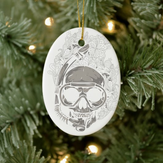 Gepersonaliseerde duik Utila Honduras Skull Scuba Keramisch Ornament (Boom)