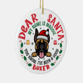 Gepersonaliseerde Duitse Bokser Hond Kerstboom Ron Keramisch Ornament (Rechts)