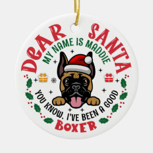 Gepersonaliseerde Duitse Bokser Hond Kerstboom Ron Keramisch Ornament