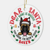 Gepersonaliseerde Duitse Bokser Hond Kerstboom Ron Keramisch Ornament (Links)