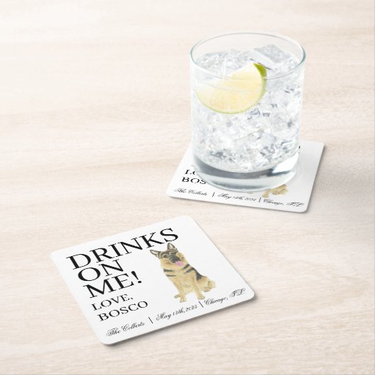 Gepersonaliseerde Duitse herder bruiloft Kartonnen Onderzetters (Insitu)