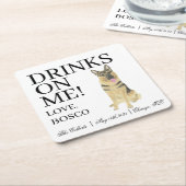 Gepersonaliseerde Duitse herder bruiloft Kartonnen Onderzetters (Schuin)