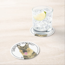 Gepersonaliseerde Duitse herder bruiloft Ronde Kartonnen Onderzetter