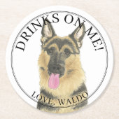 Gepersonaliseerde Duitse herder bruiloft Ronde Kartonnen Onderzetter (Voorkant)