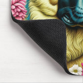 Gepersonaliseerde Duitse herder en grillige bloeme Muismat (Hoek)