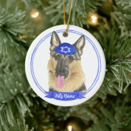 Gepersonaliseerde Duitse Herder Hond Chanoeka Keramisch Ornament