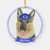 Gepersonaliseerde Duitse Herder Hond Chanoeka Keramisch Ornament (Voorkant)