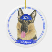 Gepersonaliseerde Duitse Herder Hond Chanoeka Keramisch Ornament (Achterkant)