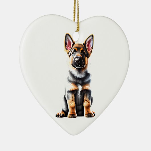 Gepersonaliseerde Duitse Herder Hond Puppy Keramisch Ornament (Rechts)