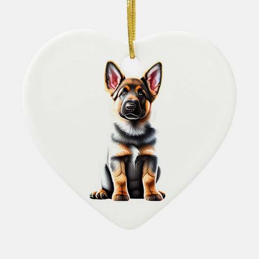 Gepersonaliseerde Duitse Herder Hond Puppy Keramisch Ornament (Voorkant)