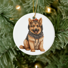 Gepersonaliseerde Duitse herder hondenkunst Keramisch Ornament
