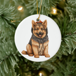 Gepersonaliseerde Duitse herder hondenkunst Keramisch Ornament