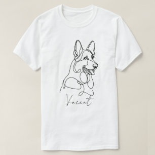 Gepersonaliseerde Duitse Herder Line Art T-shirt