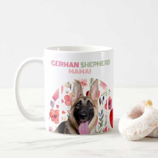 Gepersonaliseerde Duitse Herder Mama! Mok (Met donut)
