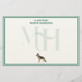 Gepersonaliseerde Duitse Herder Note Monogram Briefpapier (Voorkant)