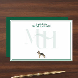 Gepersonaliseerde Duitse Herder Note Monogram Briefpapier