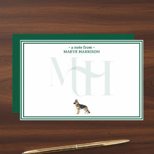 Gepersonaliseerde Duitse Herder Note Monogram Briefpapier