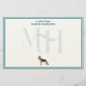 Gepersonaliseerde Duitse Herder Note Monogram Briefpapier (Voorkant)
