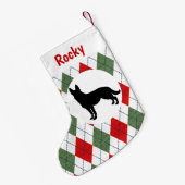 gepersonaliseerde Duitse herder Red en Green Argyl Kleine Kerstsok (Achterkant (Hangend))