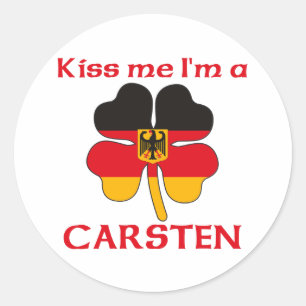 Gepersonaliseerde Duitse Kiss Me Ik Ben Carsten Ronde Sticker