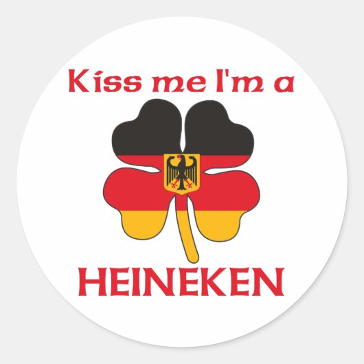 Gepersonaliseerde Duitse Kiss Me Ik ben Heineken Ronde Sticker (Voorkant)