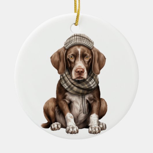 Gepersonaliseerde Duitse kortharige pointer Dog Ar Keramisch Ornament (Voorkant)
