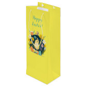 🌸 gepersonaliseerde Duitse Oster Pattern 🐣 Wijn Cadeautas (Achterkant Gekanteld)