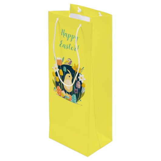 🌸 gepersonaliseerde Duitse Oster Pattern 🐣 Wijn Cadeautas (Achterkant Gekanteld)