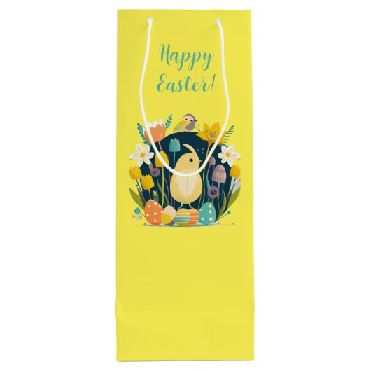 🌸 gepersonaliseerde Duitse Oster Pattern 🐣 Wijn Cadeautas (Achterkant)