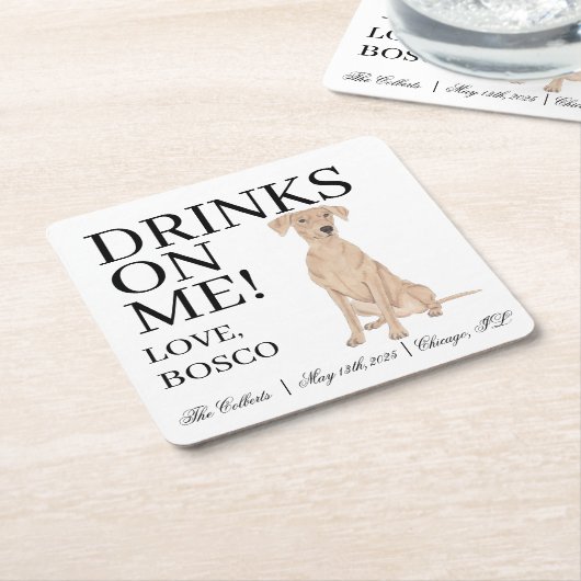 Gepersonaliseerde Duitse Pinscher bruiloft Kartonnen Onderzetters (Schuin)