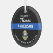 Gepersonaliseerde dunne blauwe lijn Logo politieag Glas Ornament (Voorkant links)