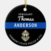 Gepersonaliseerde dunne blauwe lijn Logo politieag Keramisch Ornament (Voorkant)