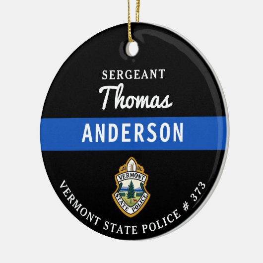 Gepersonaliseerde dunne blauwe lijn Logo politieag Keramisch Ornament (Links)