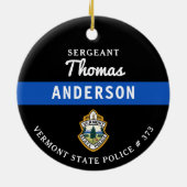 Gepersonaliseerde dunne blauwe lijn Logo politieag Keramisch Ornament (Achterkant)
