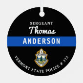 Gepersonaliseerde dunne blauwe lijn Logo politieag Metalen Ornament (Achterkant)