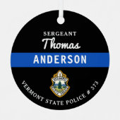 Gepersonaliseerde dunne blauwe lijn Logo politieag Metalen Ornament (Voorkant)
