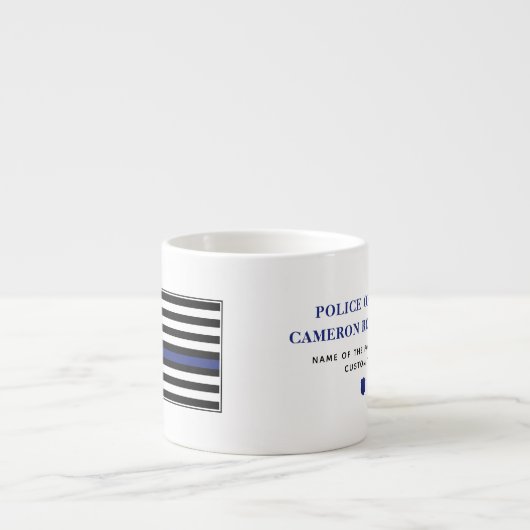Gepersonaliseerde dunne blauwe lijn politieagent v espresso kop (Voorkant)