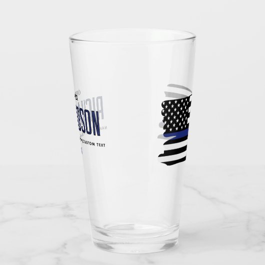 Gepersonaliseerde dunne blauwe lijn politieagent v glas (Links)