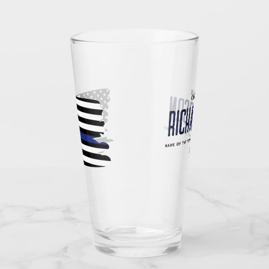 Gepersonaliseerde dunne blauwe lijn politieagent v glas (Rechts)