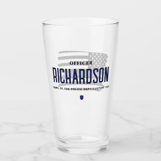 Gepersonaliseerde dunne blauwe lijn politieagent v glas (Voorkant)