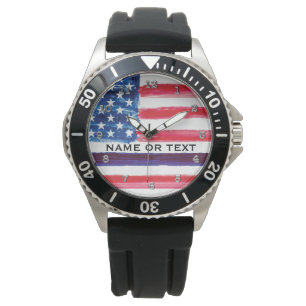 Gepersonaliseerde dunne blauwe lijn US Flag politi Horloge