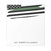 Gepersonaliseerde dunne groene lijn militair notitieblok (Voorkant)