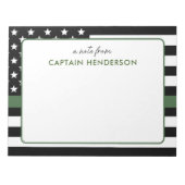 Gepersonaliseerde dunne groene lijn vlag leger mil notitieblok (Voorkant)