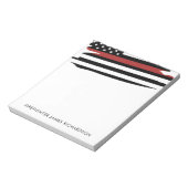 Gepersonaliseerde dunne rode lijn brandweerman notitieblok (Linkerzijde)