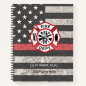 Gepersonaliseerde dunne rode lijn brandweerman notitieboek (Voorkant)