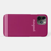 Gepersonaliseerde Dusky Maroon w / Roze Strepen Case-Mate iPhone Case (Achterkant (horizontaal))