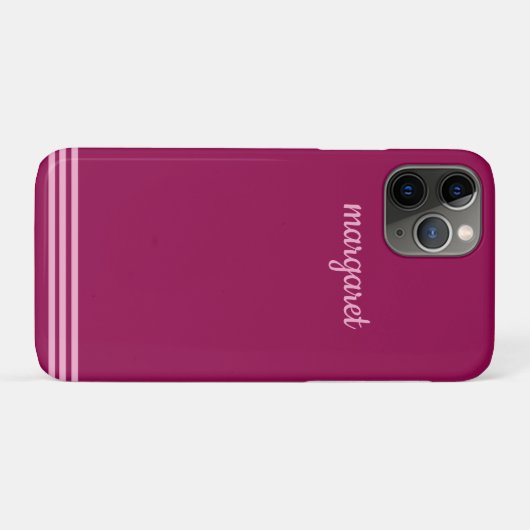 Gepersonaliseerde Dusky Maroon w / Roze Strepen Case-Mate iPhone Case (Achterkant (horizontaal))