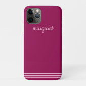 Gepersonaliseerde Dusky Maroon w / Roze Strepen Case-Mate iPhone Case (Achterkant)