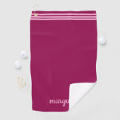 Gepersonaliseerde Dusky Maroon w / Roze Strepen Golfhanddoek (Insitu)